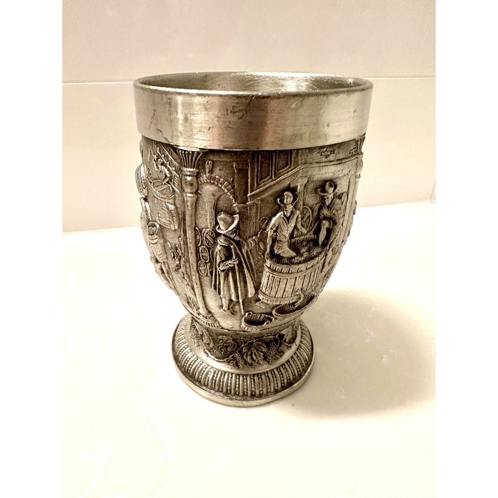 Vintage Pewter Goblet Cup Ren Fair Tavern Movie Prop 4 3/4"H. x 2 3/4"W. (X's2)